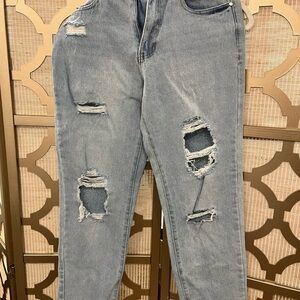 Nordstrom Women's Straight Leg Distressed Jeans - Light Blue